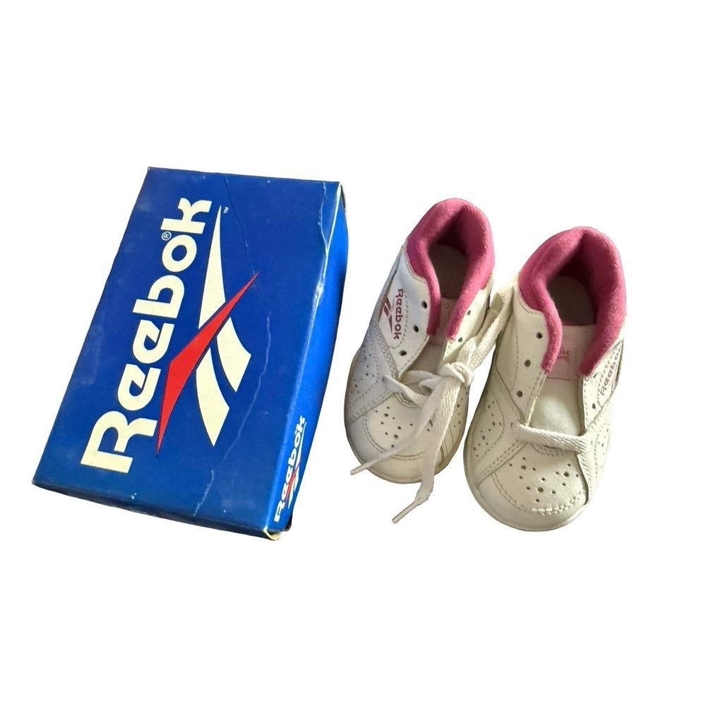 Vintage Infant toddler Reebok‎ sneakers white/pink new in box